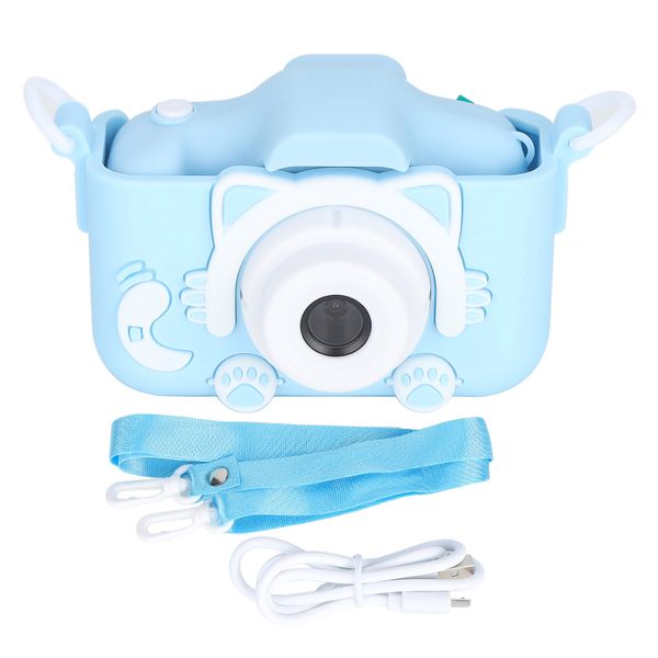 12MP Mini Cartoon Digital Camera Toy with Double for Children Kids Blue