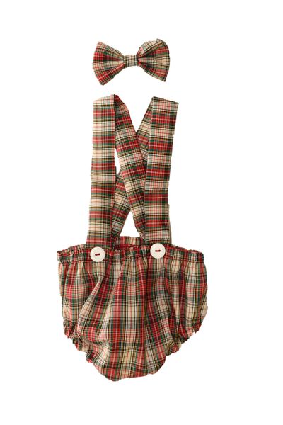 Tartan Nappy Cover and Bow Tie