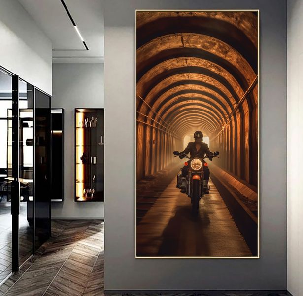 Canvas Wall Decor - Timeless Vintage Biker Abstract - 0732