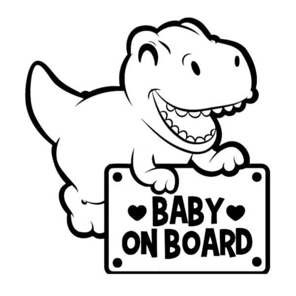 Baby on Board Sign Decal Sticker -Dino