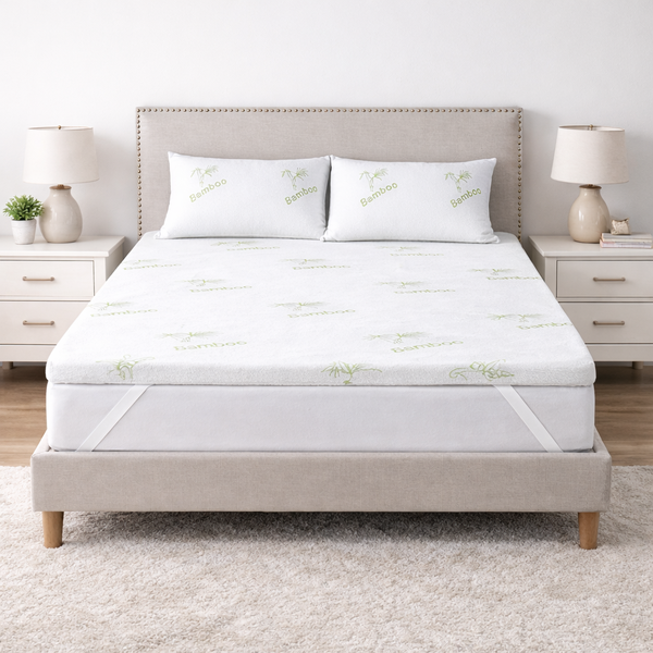 Memory Foam Mattress Topper - Cooling Gel Infused with Bamboo Cotton Cover