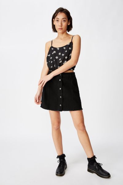 Women's Factorie Crop Cami Top Kayla Daisy - Black