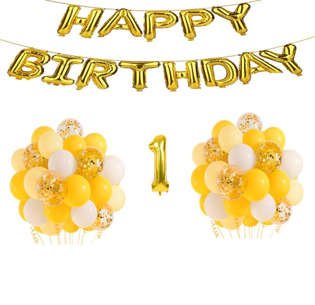 Yellow and Gold Balloon Set 1 year