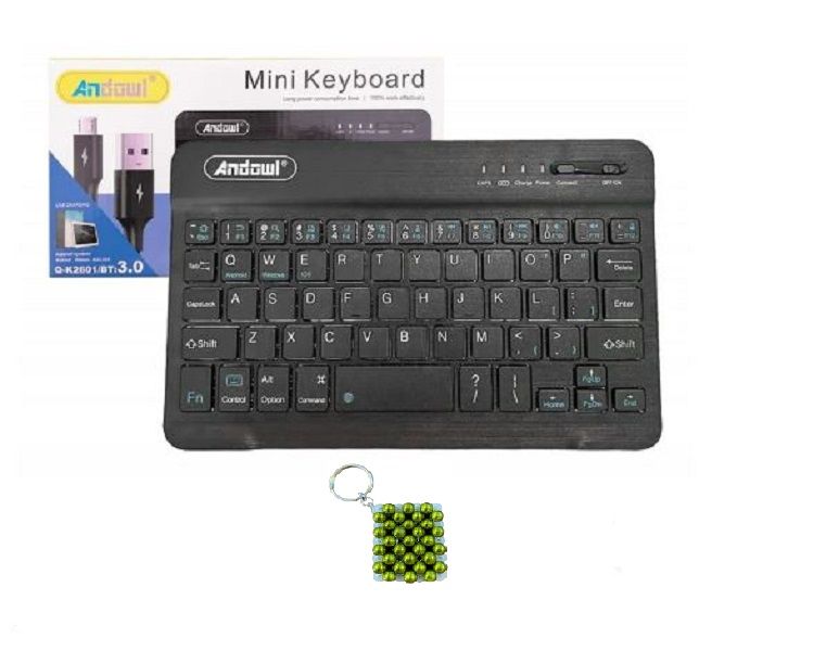 Andowl Mini Wireless Keyboard - Compact and Portable Keyboard &amp; key Holder