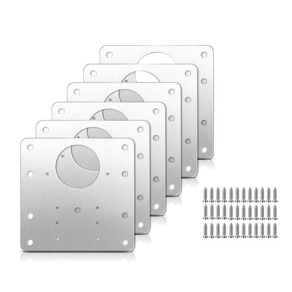 6 Pcs Cabinet Hinge Repair Plate Kit With Screws Door Hinge Brackets