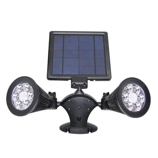 Outdoor Solar LED Dual head Spotlight - Wall mounted