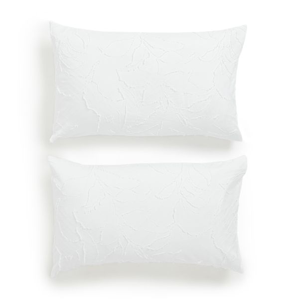 George &amp; Mason- Tufted Jacquard Leaf 2 Pack Pillowcases - Standard Size