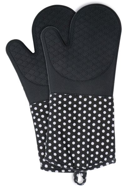 Wenko - Oven Gloves Silicone 2 Pcs - Black W/ White Dots