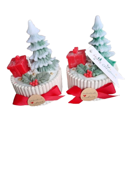 Christmas Handmade Soy Wax Candles - Christmas Scent - 8.5cm - Set of 2