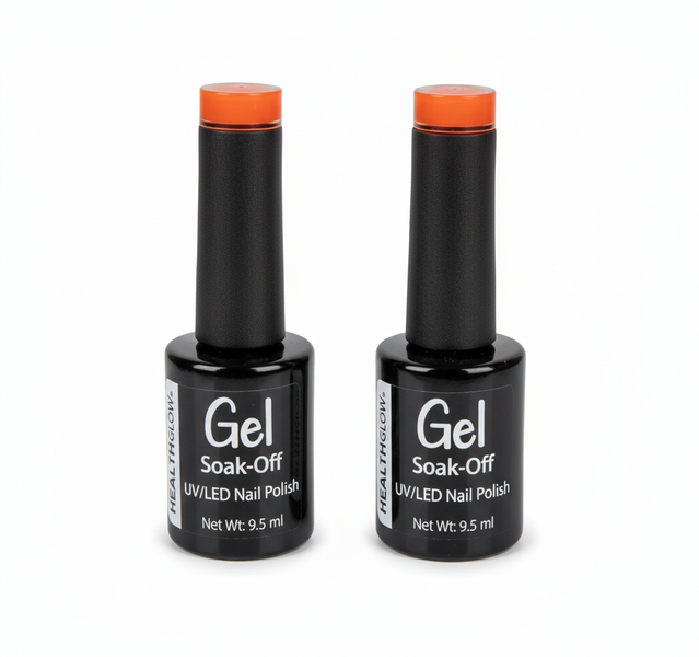 Healthglow Gel Nail Polish Tangerine 9.5ml - Long-Lasting - 2 Pack