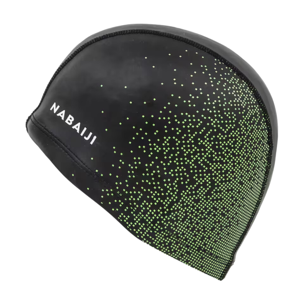 Nabaiji Coated Mesh Swim Cap - Printed Fabric - Size L - Black Expe Yellow
