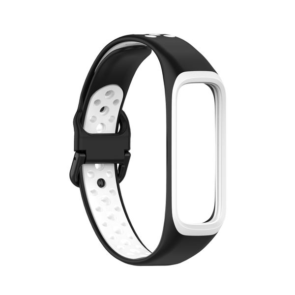 Silicone Sport Strap Compatible With Samsung Galaxy Fit 2 R220-Black &amp;White