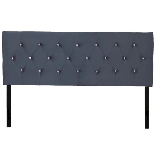 U&amp;G Velvet - Matthew Crystal Midi Headboard - Navy