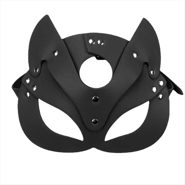 Cats Mask Leather Cats Ears Mask Cosplay Costume Accessory Red