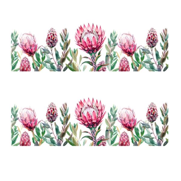 Decor Self-Adhesive Protea Cling Decal Floral Window Stickers Set Of 2-58cm