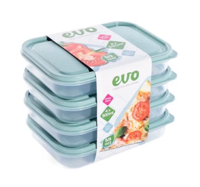 Premium Plastic 4 Piece Rectangular Storage Containers with Lids