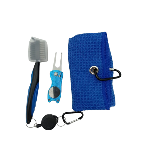 Golf Towel and Brush Set - 3-in-1 Club Brush, Turf Tool, Waffle Towel Image