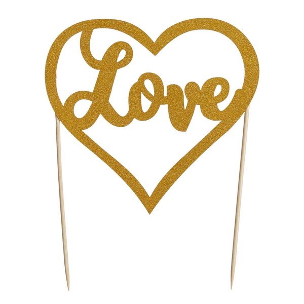 Mason Cash Cake Topper Love Gold Glitter