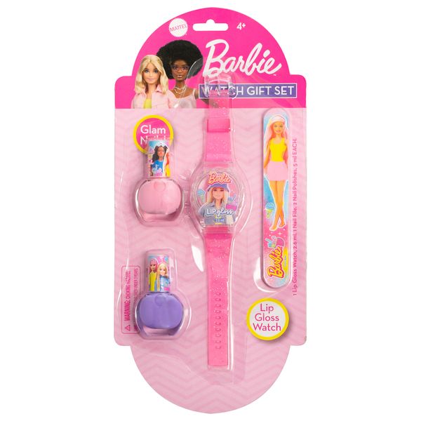 BARBIE By MATTEL Official Licensed Lip Gloss Watch and Nail Polish Gift Set