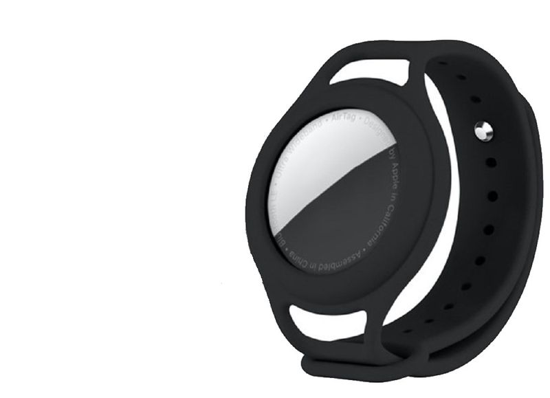 TUFF-LUV Airtag Silicone Wrist band for Kids/Adults - Black