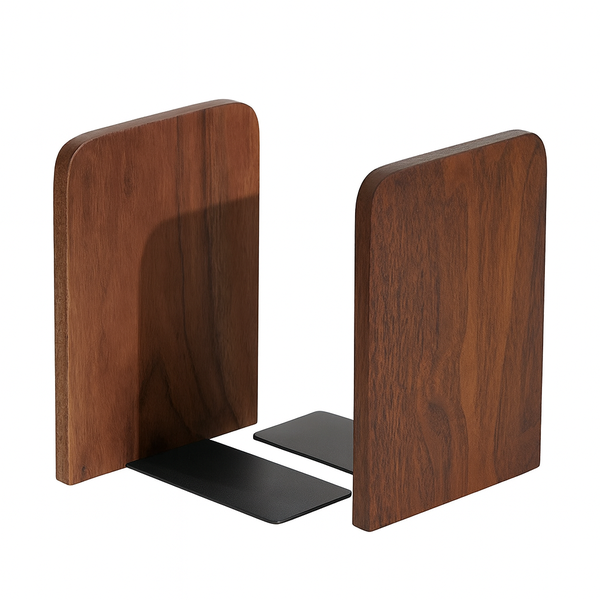 Black Walnut Solid Wood Adjustable Bookends - Set of 2