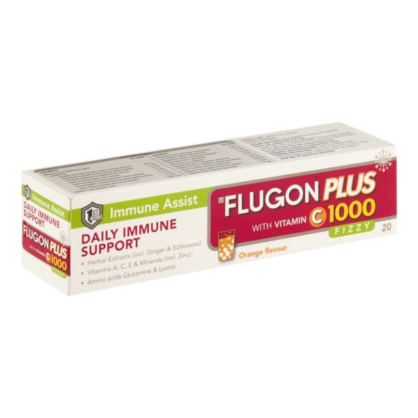 Flugon Plus - Daily Immune Support Orange Fizzy 20 Tablets x 2