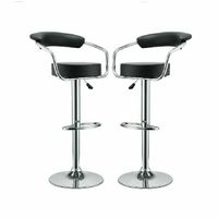 Bar Stools with Arms and Chrome Base - Set of 2 - Black