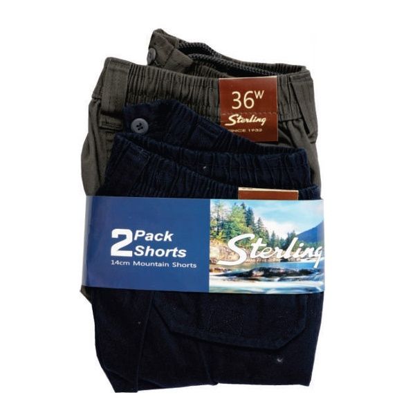 Sterling 14cm Twin Pack Blue/Charcoal Mountain Shorts