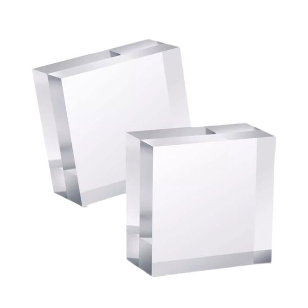 2Piece Acrylic Display Block - Clear Square Cube for Jewelry &amp; Collectibles