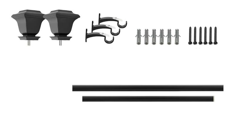 Heavy Duty Adjustable Curtain Rod-132-265cm Black