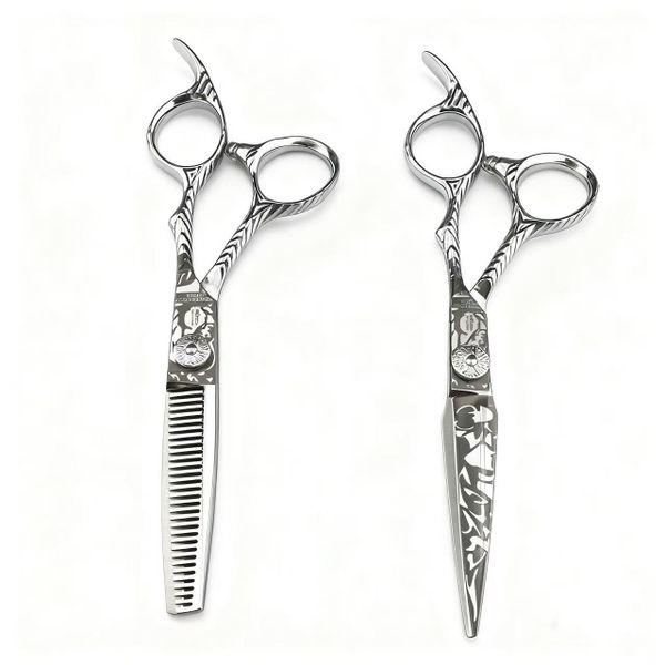 6 Inch Black Pattern Professional Barber Scissors Set Barber Scissors