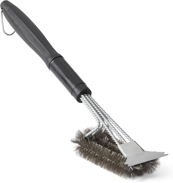 Three-Head Stainless Steel Barbecue Cleaning Brush With Scraper