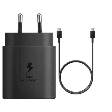 65W Multi Port Trio Super Fast Charger with USB to Type-C Cables Black Image