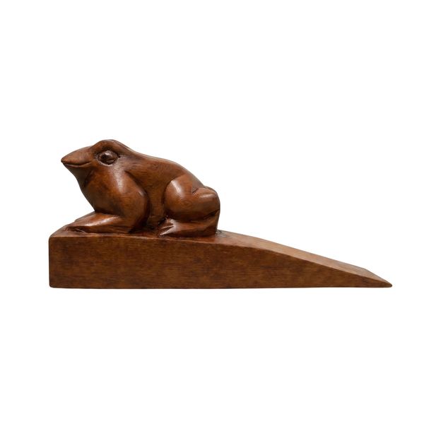 Wooden Frog Doorstop Garden Tropical Animal Decor Carved | YLT