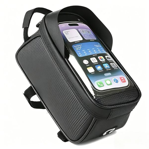 QYNIAL Bike Frame Bag 1.7L 6.5" Phone Pouch Water Resistant Cycling Bag
