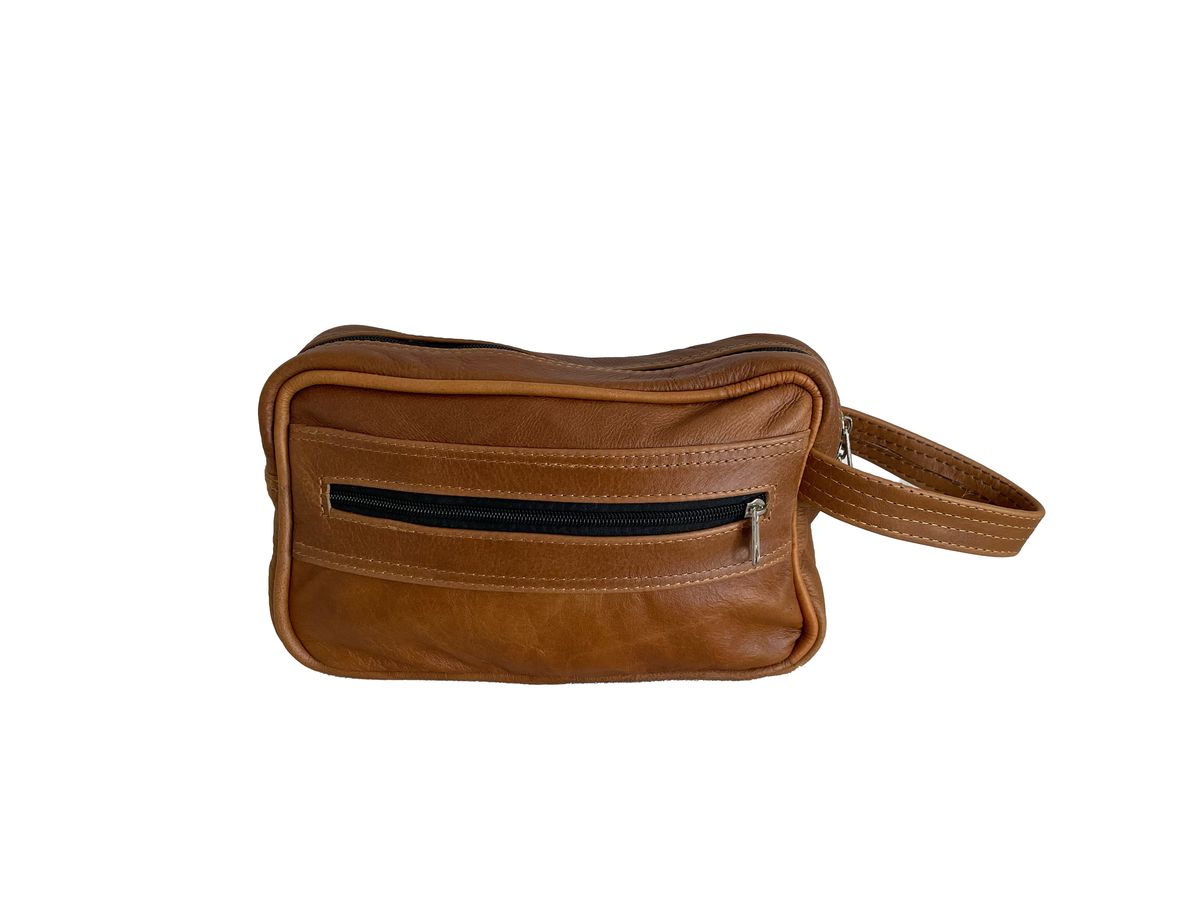 Genuine Leather Travel Toiletry Bag - Large