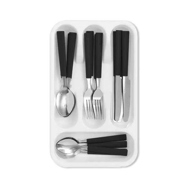 Kitro White Kitchen Utensil Rack With Cutlery 16 Piece Set
