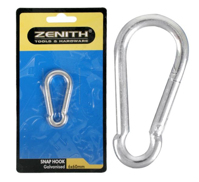 Bulk Pack x 12 Snap-Hook Galvanized 6x60mm