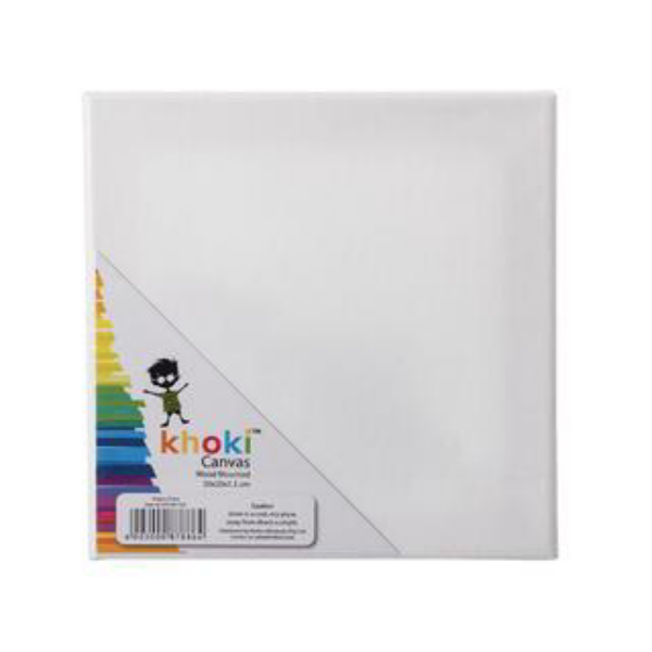 Khoki Stationary- Wood Mounted White Canvas 20x20cm x2
