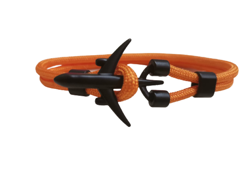 YALLI Men /Women Nylon Rope Metal Aeroplane Bracelet Bright Orange