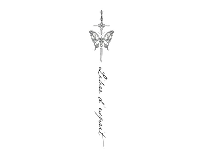 Butterfly Sword Semi-Permanent Tattoo-Black