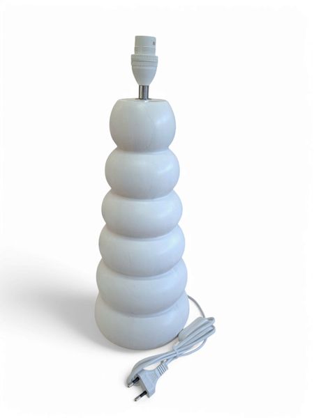 Pebble Wood Bedside Table Lamp - Modern White