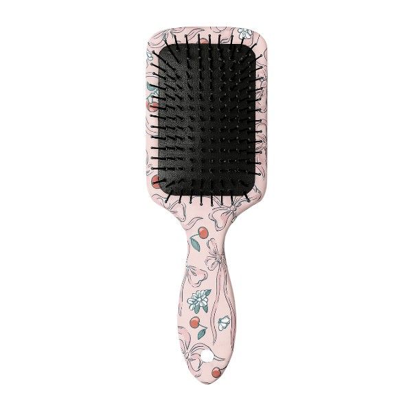 Elegant &amp; Stylish Paddle Hairbrush Cherry Pattern - Pink