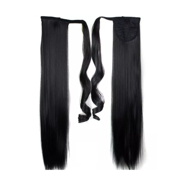Tie In Ponytail Extension Black 22 Inch Straight