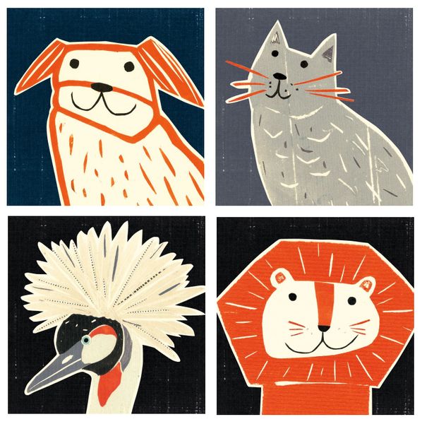 Animal Portraits - Greeting Cards Pack of 4