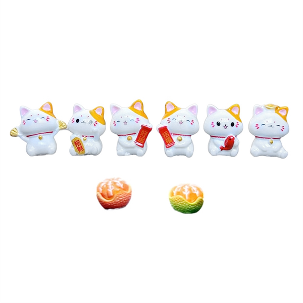 Lucky Cats Ornaments Wealth Cats 8 Pcs Figurines Set for Desktop
