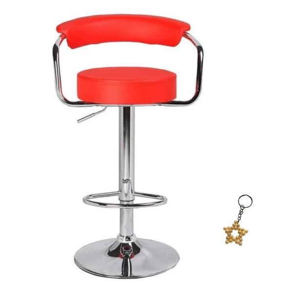 Faux Leather Bar Stools-Red