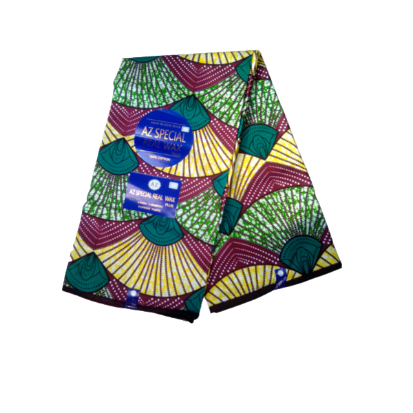 AZ Special Real Wax Fabric - Yellow, Green &amp; Maroon