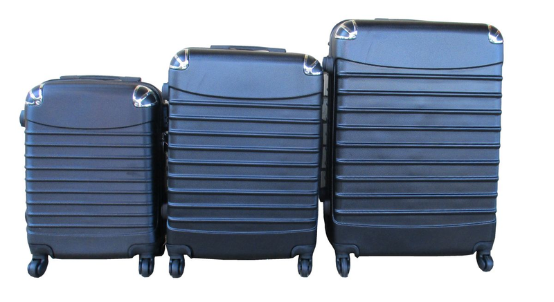 Black 3-Piece ABS Hard Shell Spinner Luggage Set with Built-in Locks