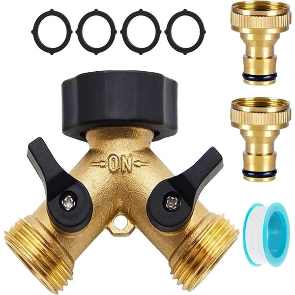 Hose Splitter Water Shut Off Valve 2 Way Leak-Proof Design Faucet Connector
